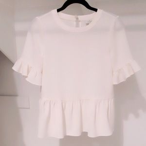Kate Spade white top/blouse with ruffled sleeves